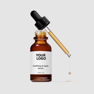 Soothing serum in dropper bottle packaging
